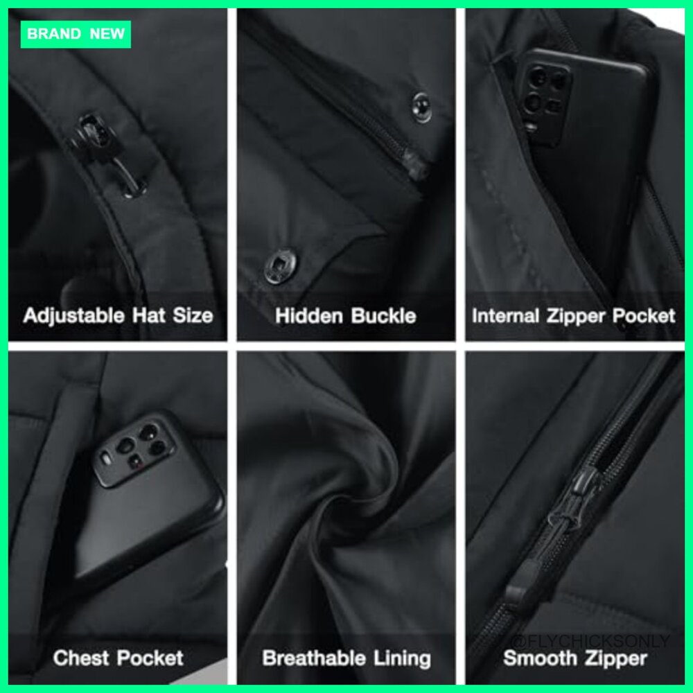 Polyester Waterproof Puffer Jacket with Removable… - image 6